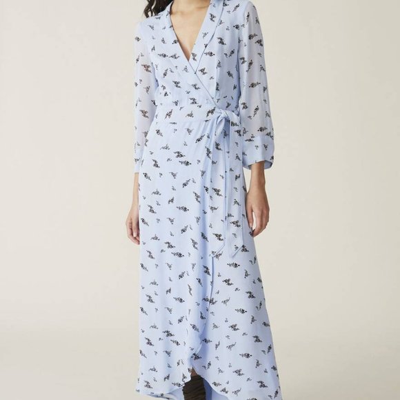 Ganni Dresses & Skirts - GANNI Floral-print georgette midi wrap dress